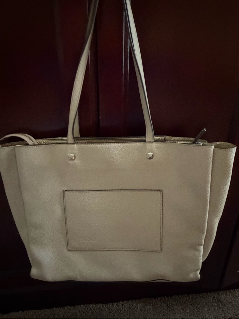 Henri Bendel Cream Pebbled Leather Tote with Striped Bendel Key Charm - Picture 12 of 12